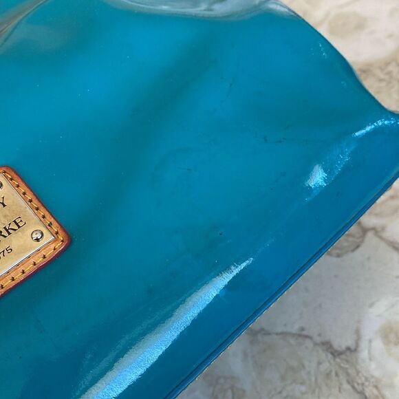 Dooney & Bourke Patent Extra Large Shopper Tote Turquoise Teal - Picture 14 of 14